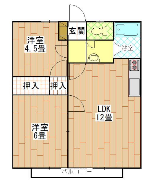 ハイツ入江 ハイツ入江101間取り　カラー