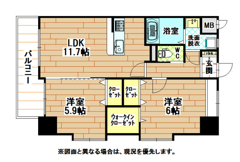 アドヴァンスコート中井 2LDK（2階～11階の1号タイプ）