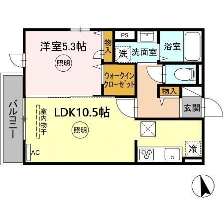 Ｄ－ＲＯＯＭ浜町Ⅱ　Ａ棟 間取り