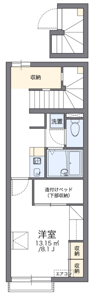 レオパレスヌーボフカサカⅢ 代表的な間取のため実際の間取とは異なる場合があります
