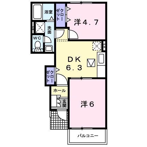 ヴィラージュ波風Ｂ 間取り